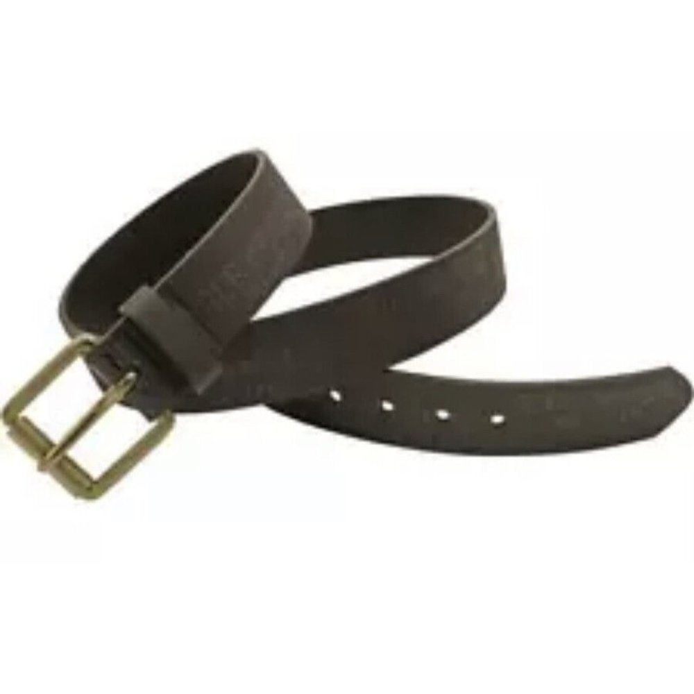 True Religion Men's‎ Brown Leather All Over Embossed Logo Adjustable Belt New 40